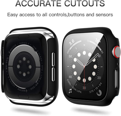 12 Pack Case with Tempered Glass Screen Protector Compatible for Apple Watch 44Mm SE 3 (2025)/SE 2/Se/Series 6/5/4, Hard PC Scratch Resistant Bumper Protective Cover for Iwatch Accessories