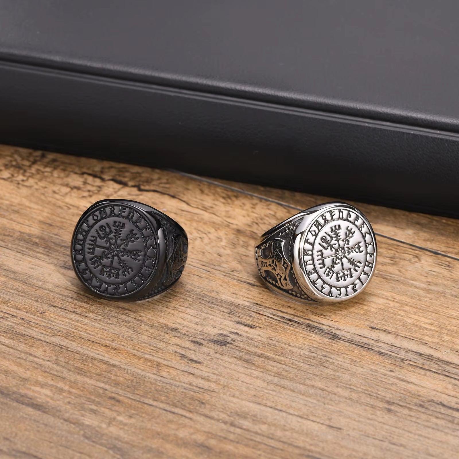 Cool Punk Norse Viking Thor Mjolnir Hammer Rings for Men,Solid Stainless Steel Metal Rock Axe Signet Finger Bands Jewelry