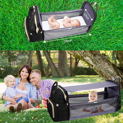 Diaper Bag Backpack, Baby Nappy Changing Bags Multifunctional Travel Backpack, Large Capacity, Waterproof, Sunshade, Built-In USB Charging Port Stylish Black