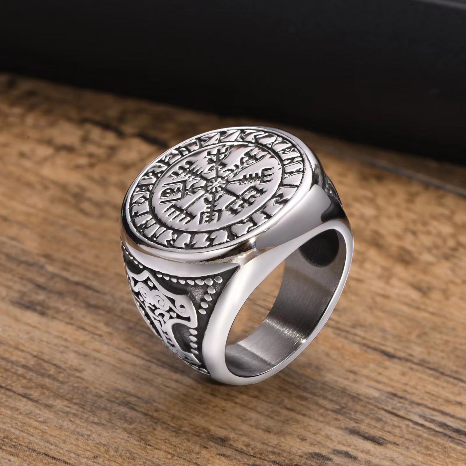 Cool Punk Norse Viking Thor Mjolnir Hammer Rings for Men,Solid Stainless Steel Metal Rock Axe Signet Finger Bands Jewelry